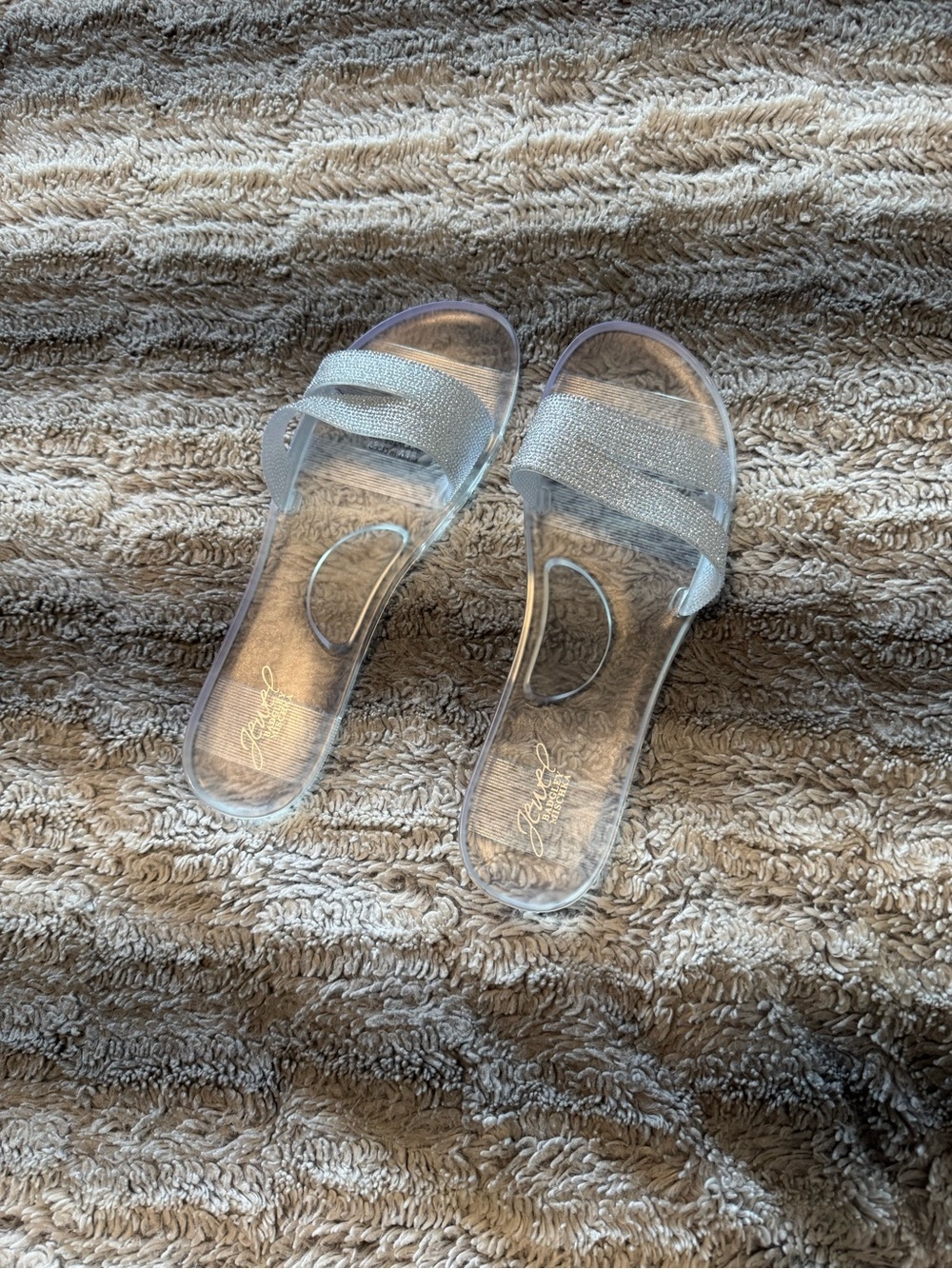 Clear Sparkly Slide Sandals